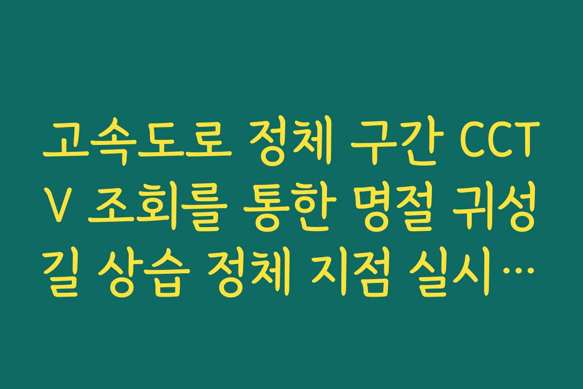 고속도로 정체 구간 CCTV 조회를 통한 명절 귀성길 상습 정체 지점 실시간 분석