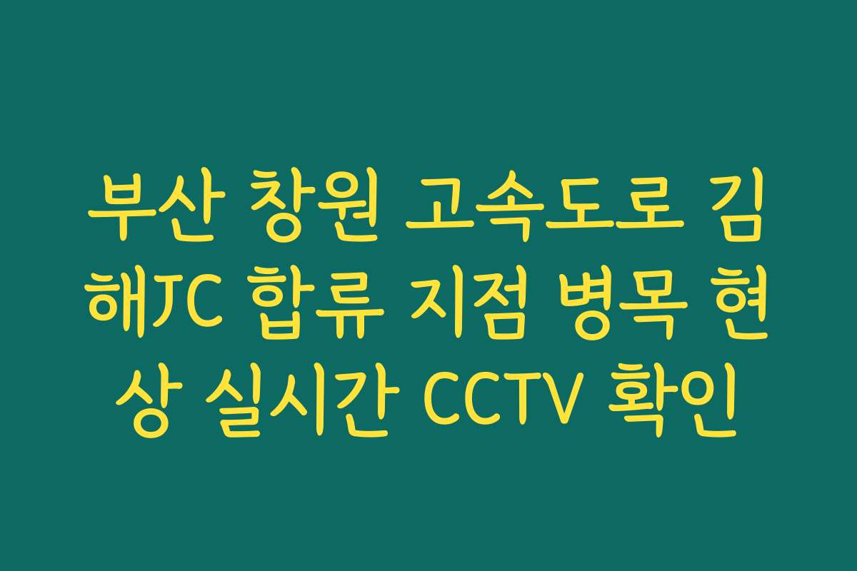 부산 창원 고속도로 김해JC 합류 지점 병목 현상 실시간 CCTV 확인