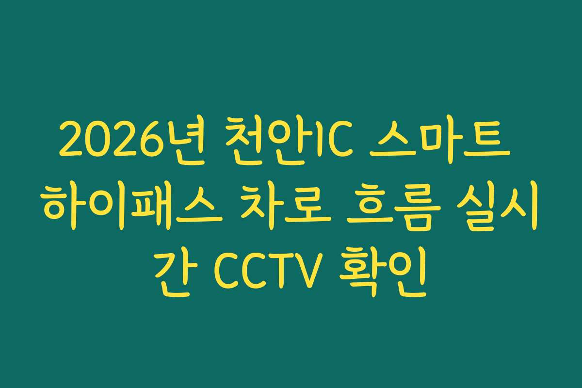 2026년 천안IC 스마트 하이패스 차로 흐름 실시간 CCTV 확인
