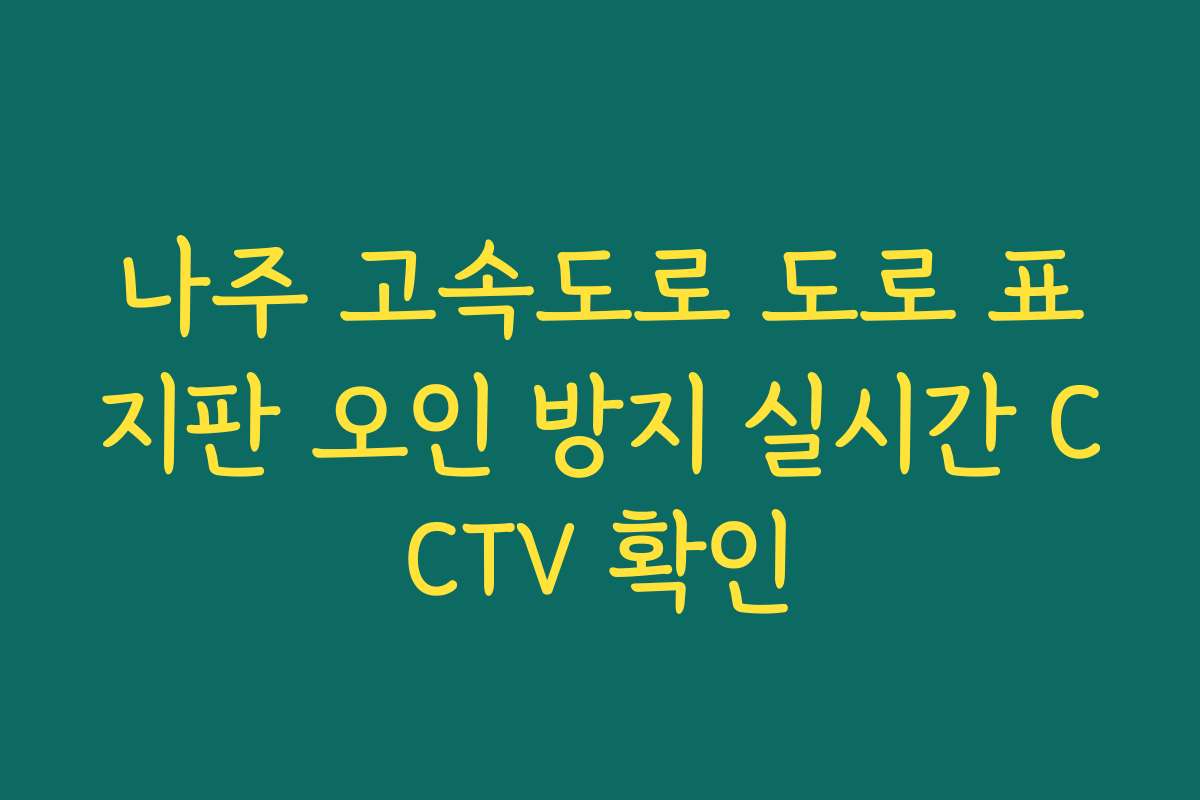 나주 고속도로 도로 표지판 오인 방지 실시간 CCTV 확인