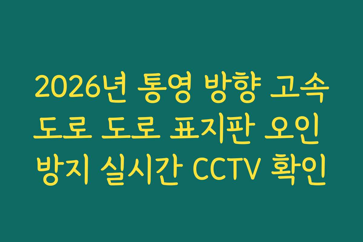 2026년 통영 방향 고속도로 도로 표지판 오인 방지 실시간 CCTV 확인