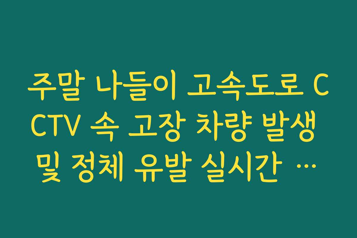 주말 나들이 고속도로 CCTV 속 고장 차량 발생 및 정체 유발 실시간 확인