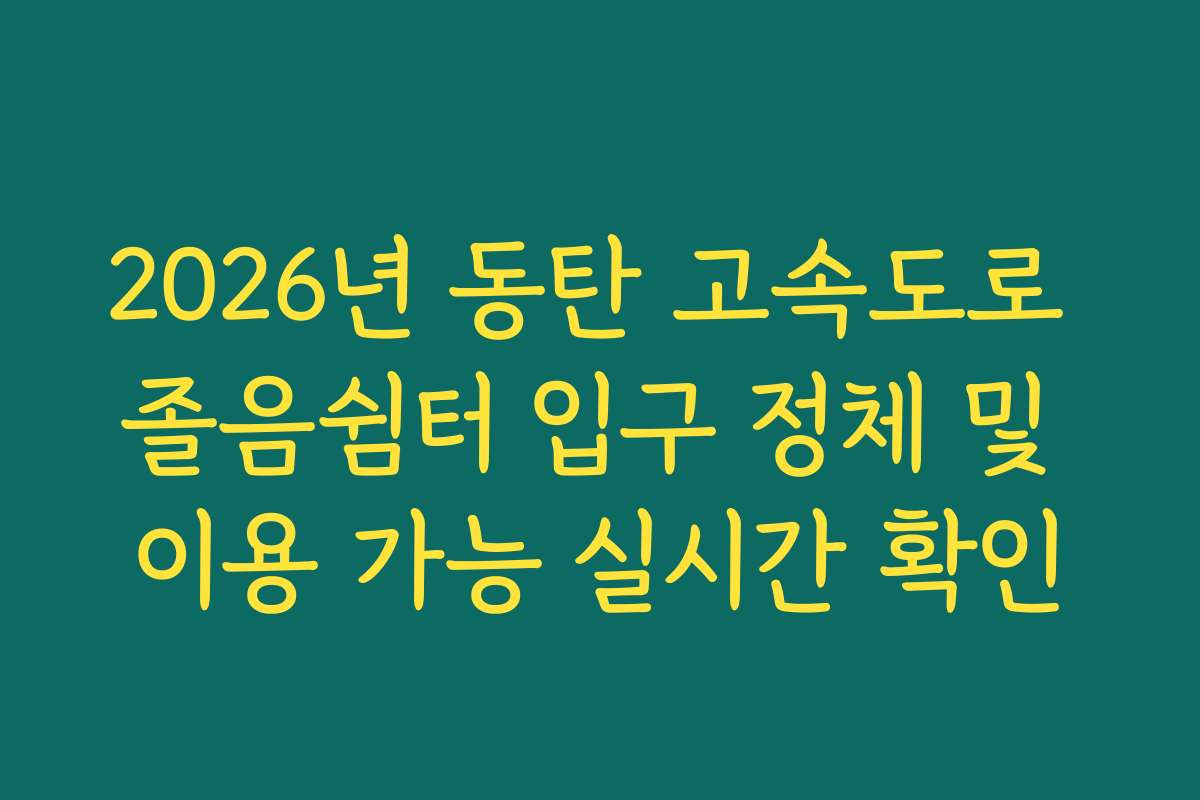 2026년 동탄 고속도로 졸음쉼터 입구 정체 및 이용 가능 실시간 확인