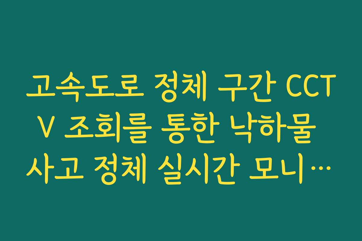 고속도로 정체 구간 CCTV 조회를 통한 낙하물 사고 정체 실시간 모니터링