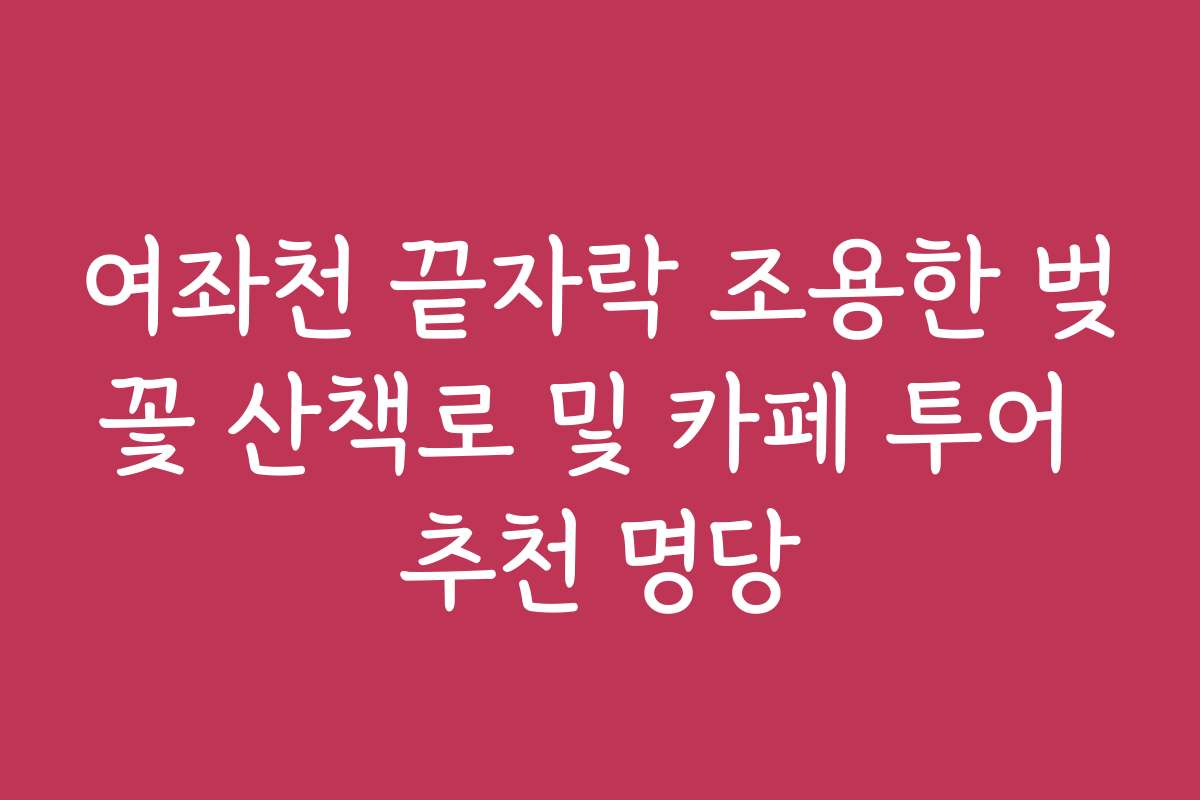 여좌천 끝자락 조용한 벚꽃 산책로 및 카페 투어 추천 명당
