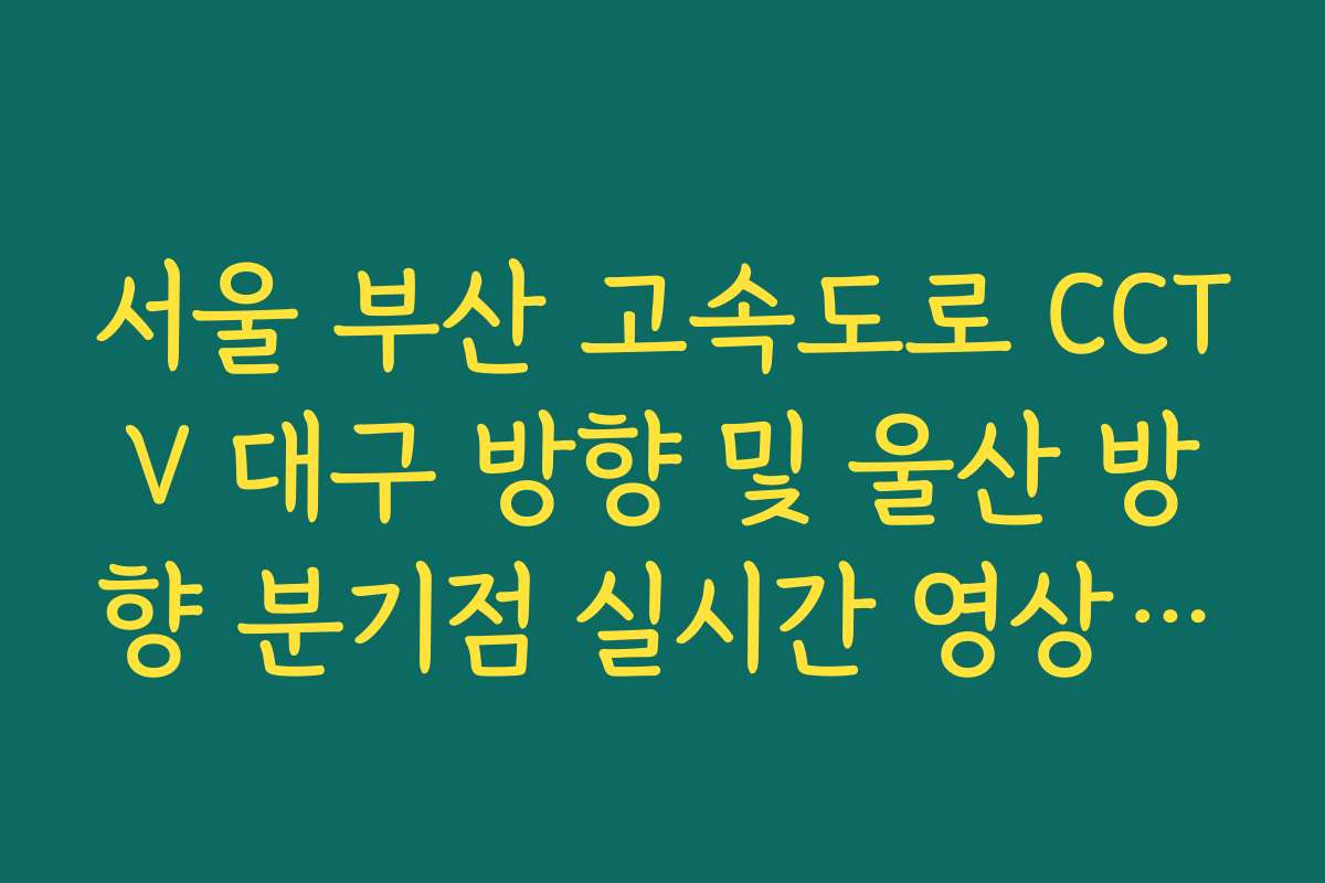 서울 부산 고속도로 CCTV 대구 방향 및 울산 방향 분기점 실시간 영상 대조