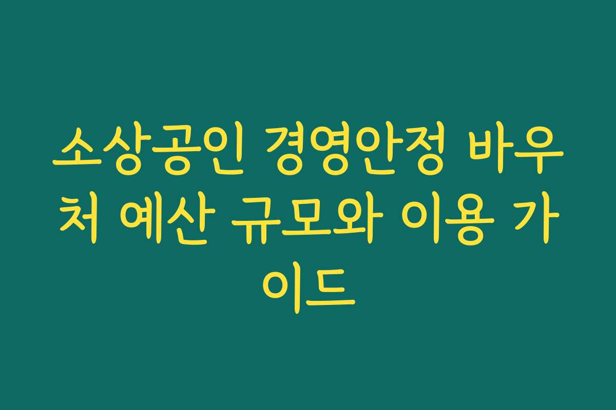 소상공인 경영안정 바우처 예산 규모와 이용 가이드