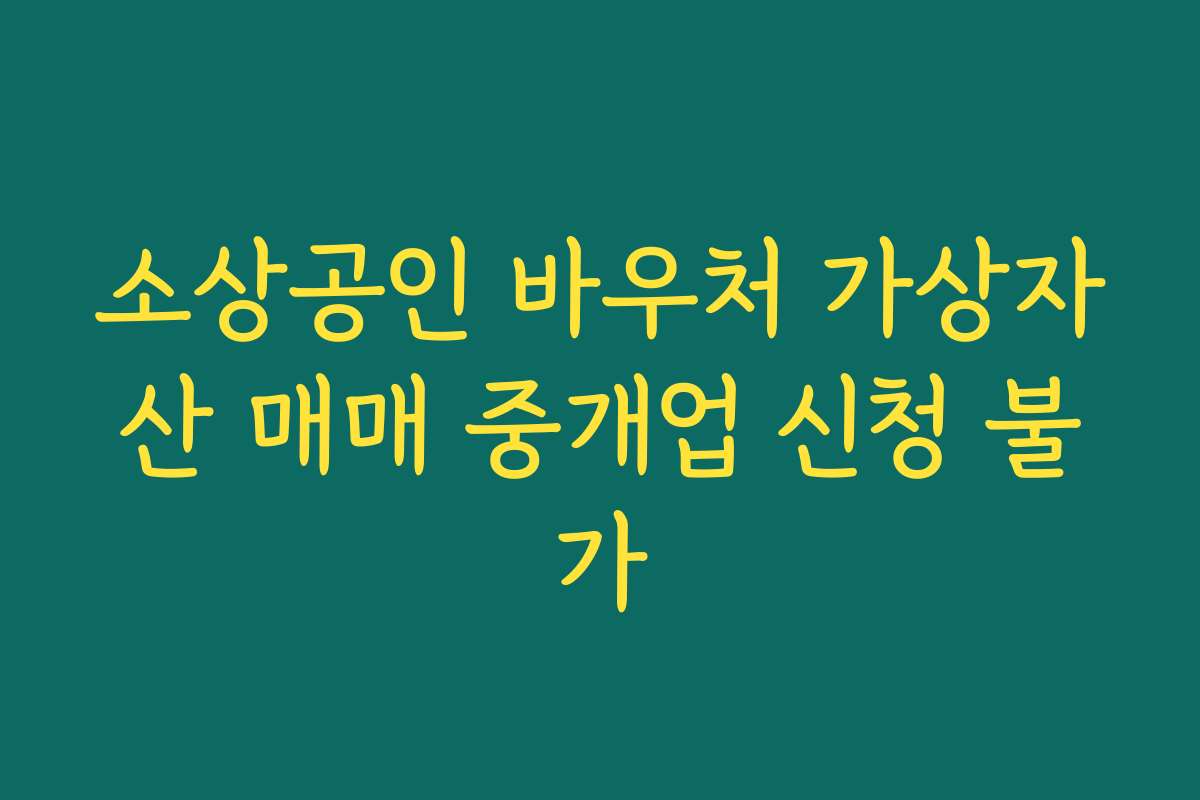 소상공인 바우처 가상자산 매매 중개업 신청 불가