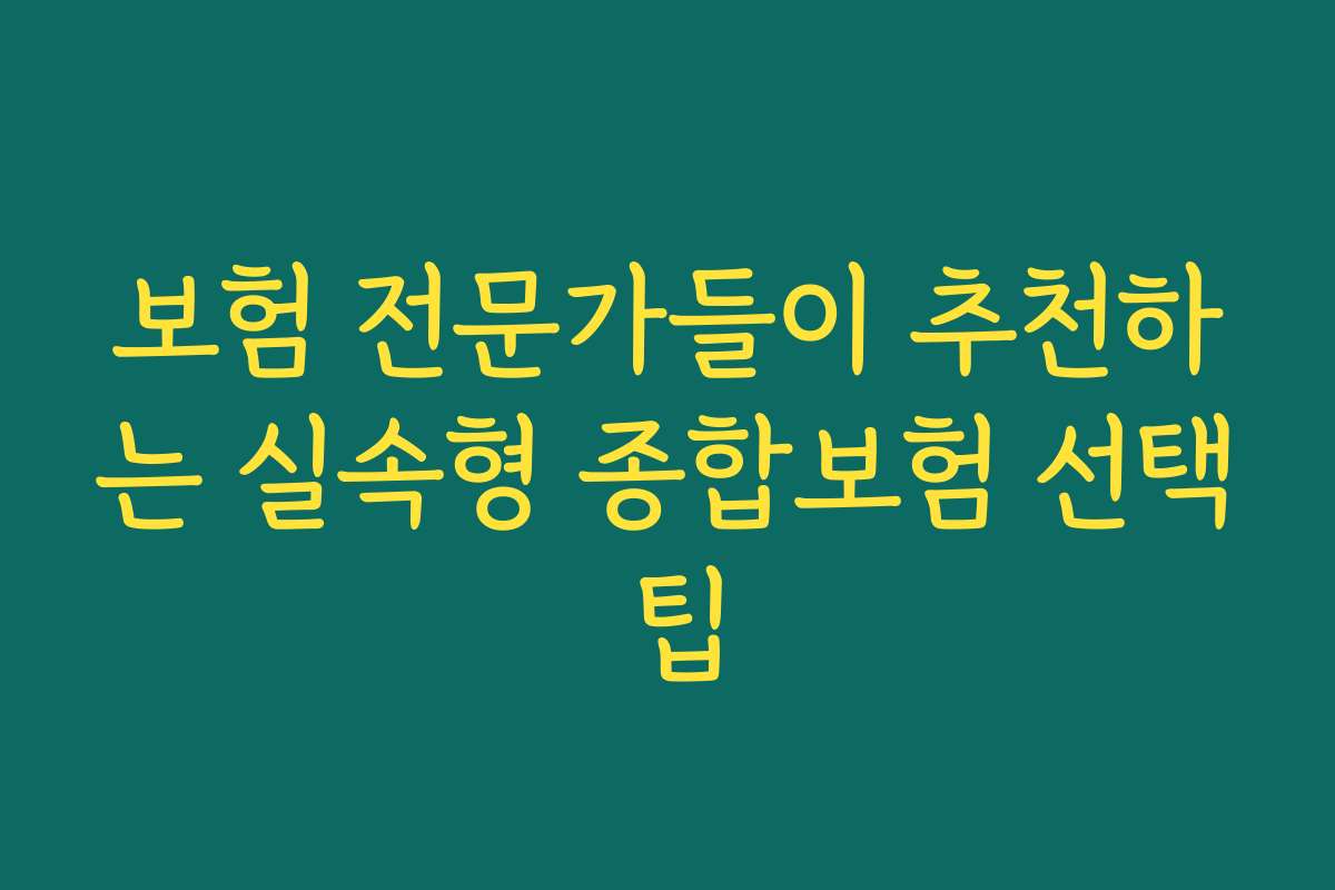 보험 전문가들이 추천하는 실속형 종합보험 선택 팁