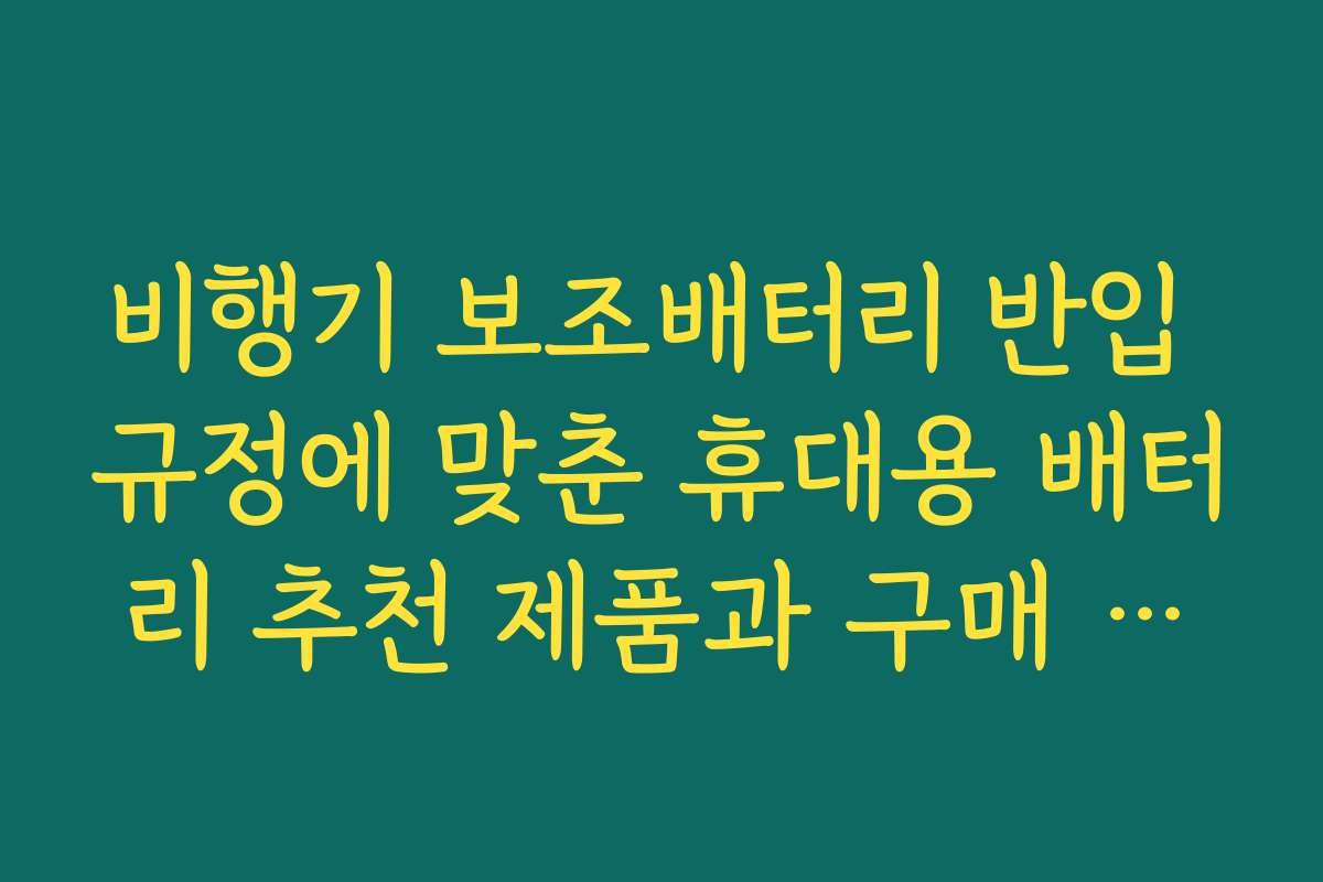 비행기 보조배터리 반입 규정에 맞춘 휴대용 배터리 추천 제품과 구매 팁을 공유합니다