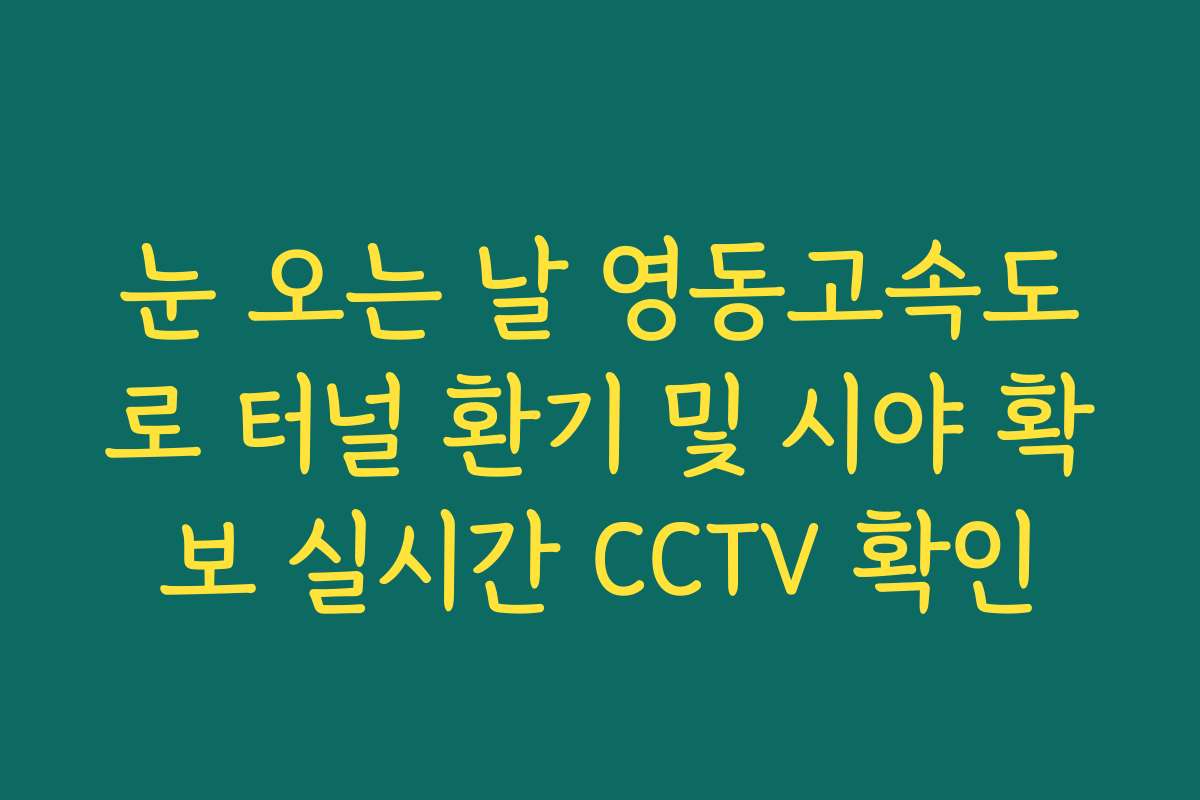 눈 오는 날 영동고속도로 터널 환기 및 시야 확보 실시간 CCTV 확인