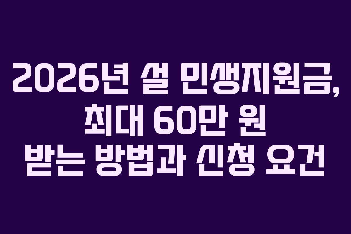 2026년 설 민생지원금, 최대 60만 원 받는 방법과 신청 요건