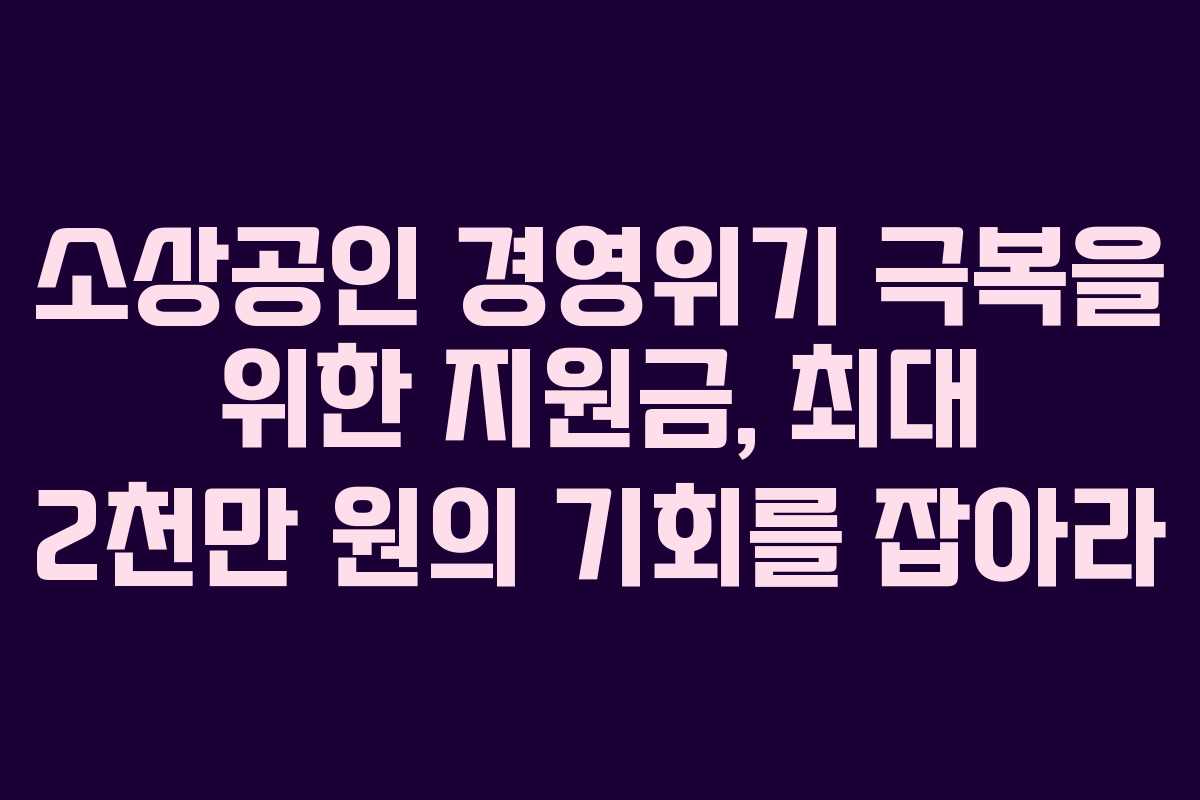 소상공인 경영위기 극복을 위한 지원금, 최대 2천만 원의 기회를 잡아라