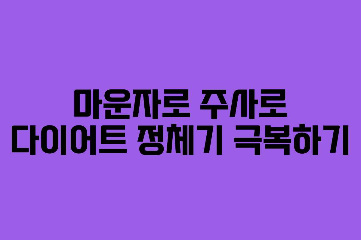 마운자로 주사로 다이어트 정체기 극복하기