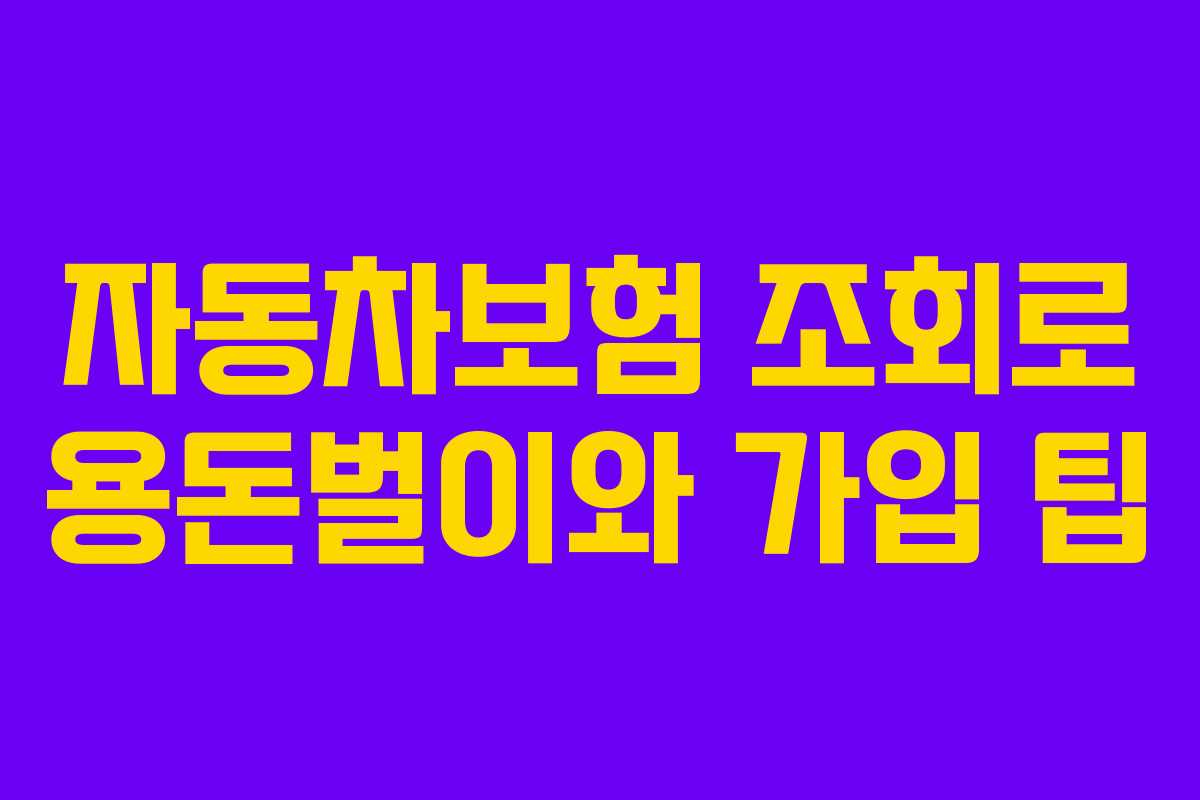 자동차보험 조회로 용돈벌이와 가입 팁