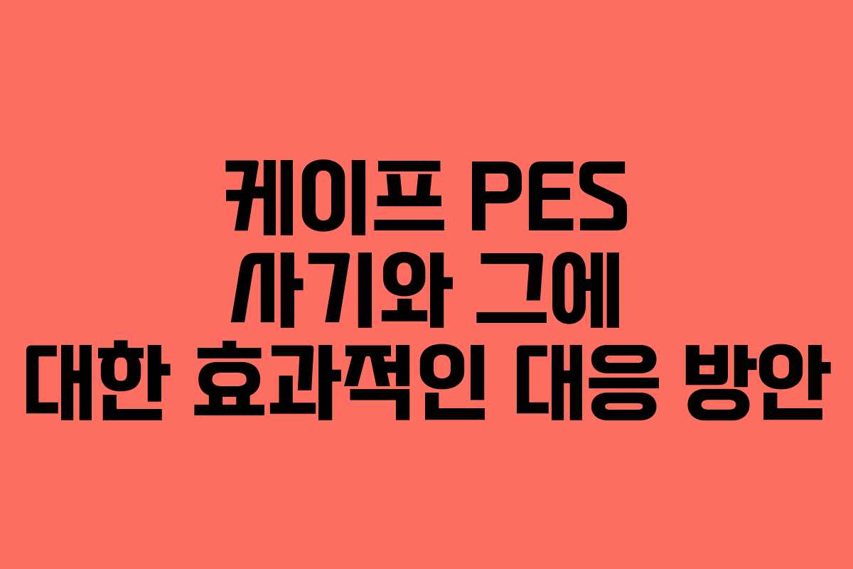 케이프 PES 사기와 그에 대한 효과적인 대응 방안