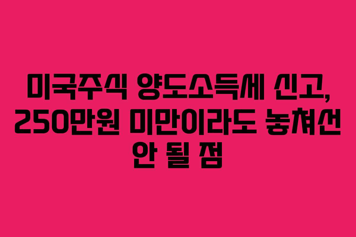 미국주식 양도소득세 신고, 250만원 미만이라도 놓쳐선 안 될 점