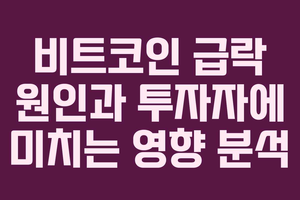 비트코인 급락 원인과 투자자에 미치는 영향 분석