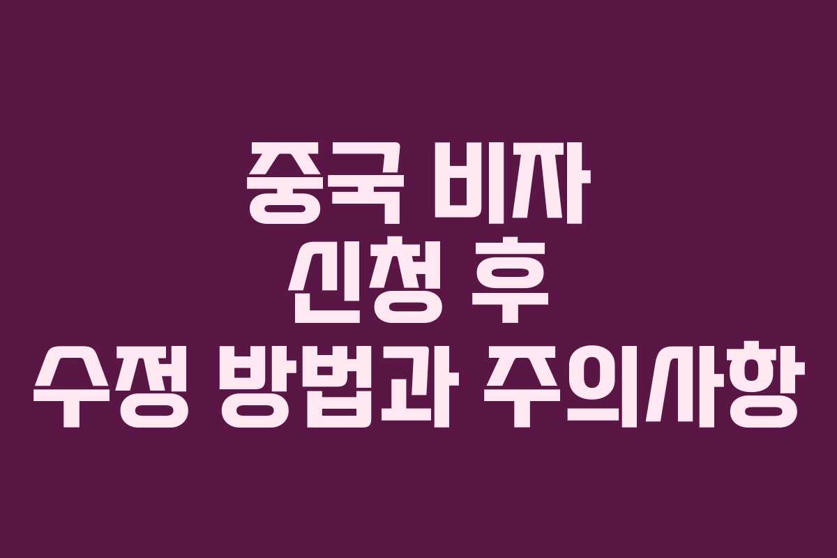 중국 비자 신청 후 수정 방법과 주의사항