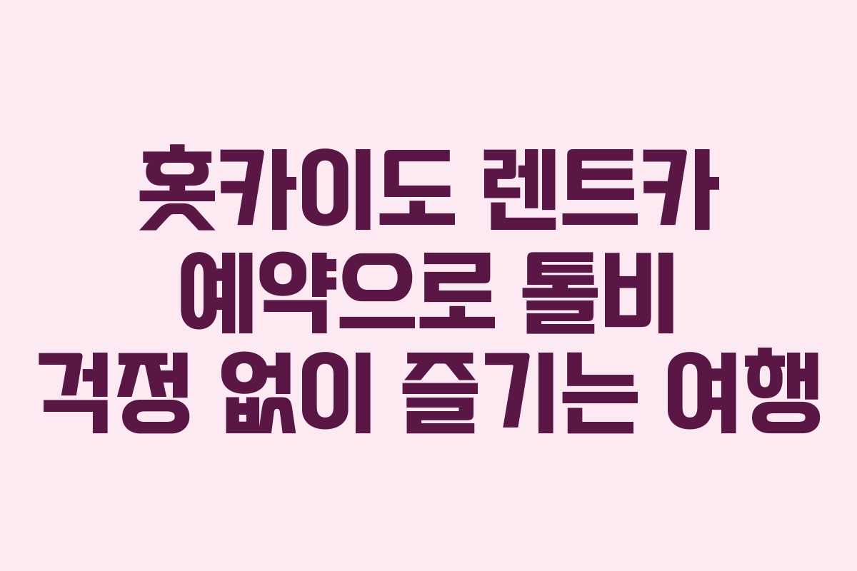 홋카이도 렌트카 예약으로 톨비 걱정 없이 즐기는 여행