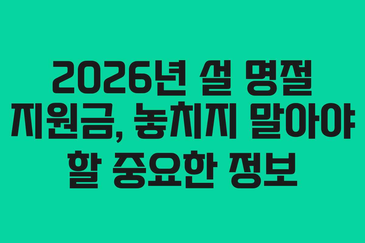 2026년 설 명절 지원금, 놓치지 말아야 할 중요한 정보
