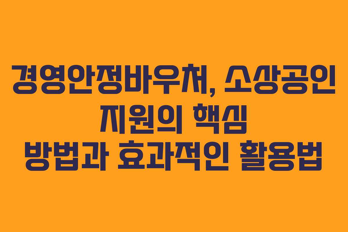 경영안정바우처, 소상공인 지원의 핵심 방법과 효과적인 활용법