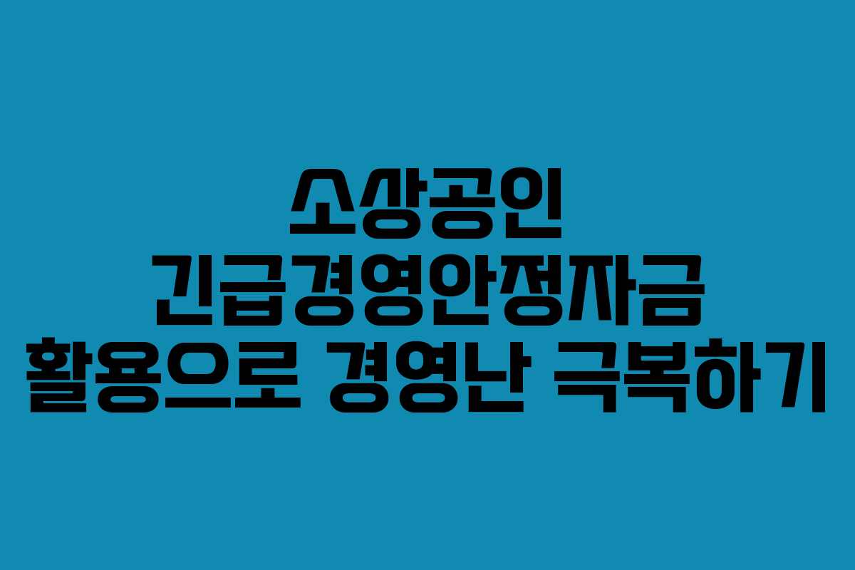 소상공인 긴급경영안정자금 활용으로 경영난 극복하기
