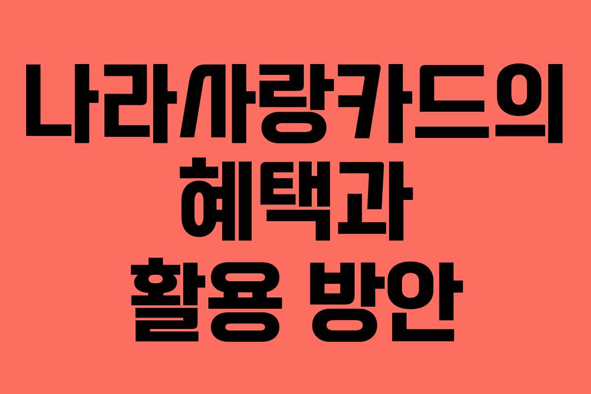 나라사랑카드의 혜택과 활용 방안