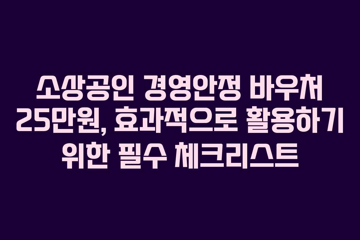 소상공인 경영안정 바우처 25만원, 효과적으로 활용하기 위한 필수 체크리스트