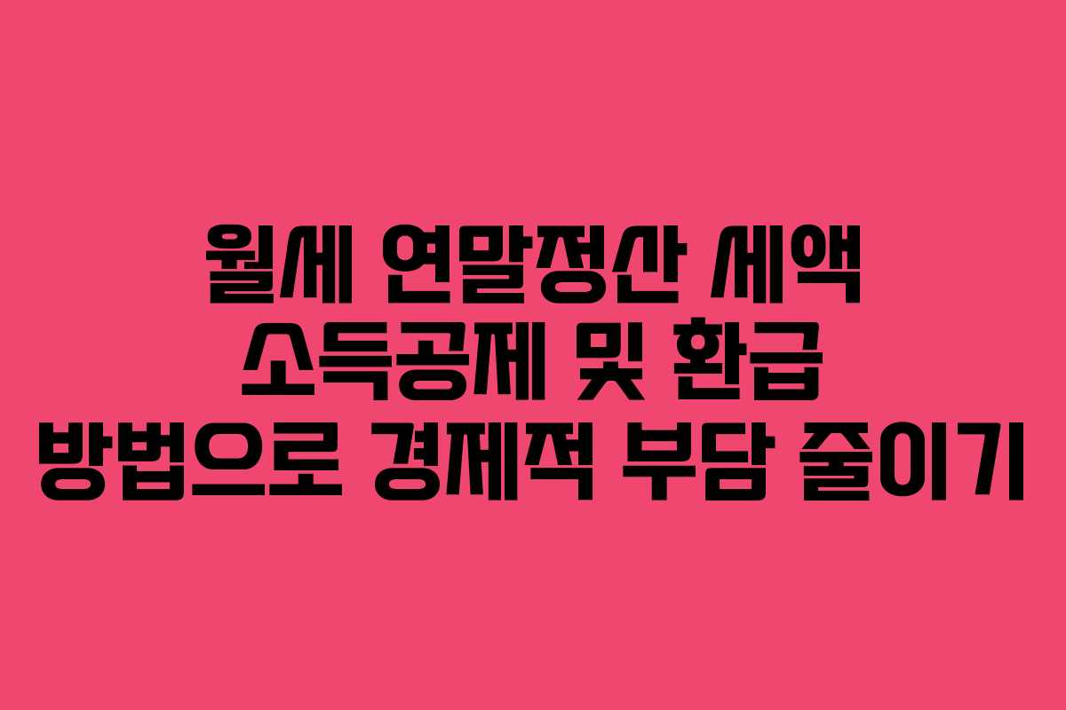 월세 연말정산 세액 소득공제 및 환급 방법으로 경제적 부담 줄이기