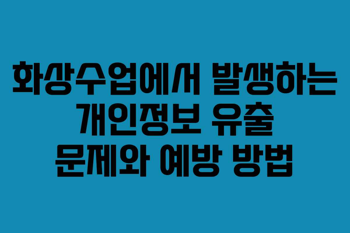 화상수업에서 발생하는 개인정보 유출 문제와 예방 방법