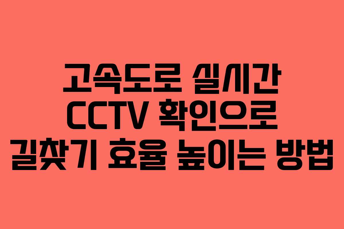 고속도로 실시간 CCTV 확인으로 길찾기 효율 높이는 방법