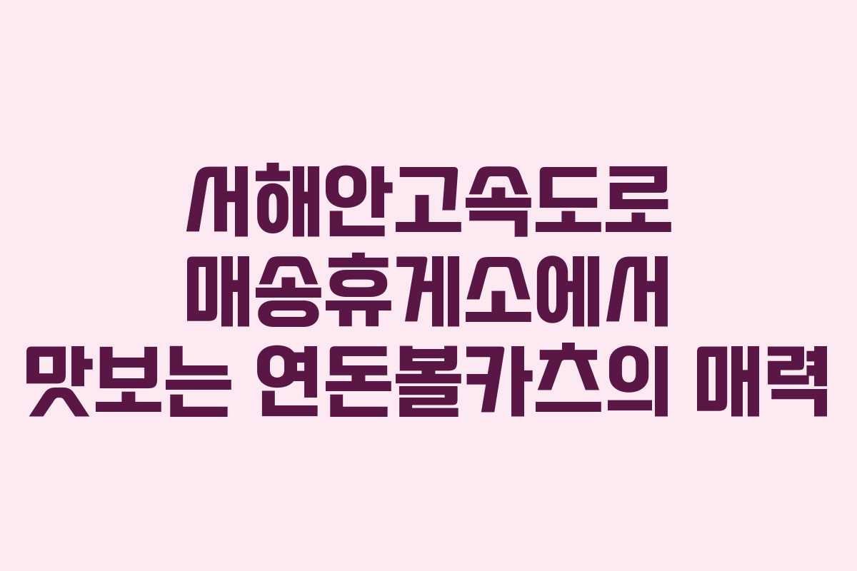 서해안고속도로 매송휴게소에서 맛보는 연돈볼카츠의 매력