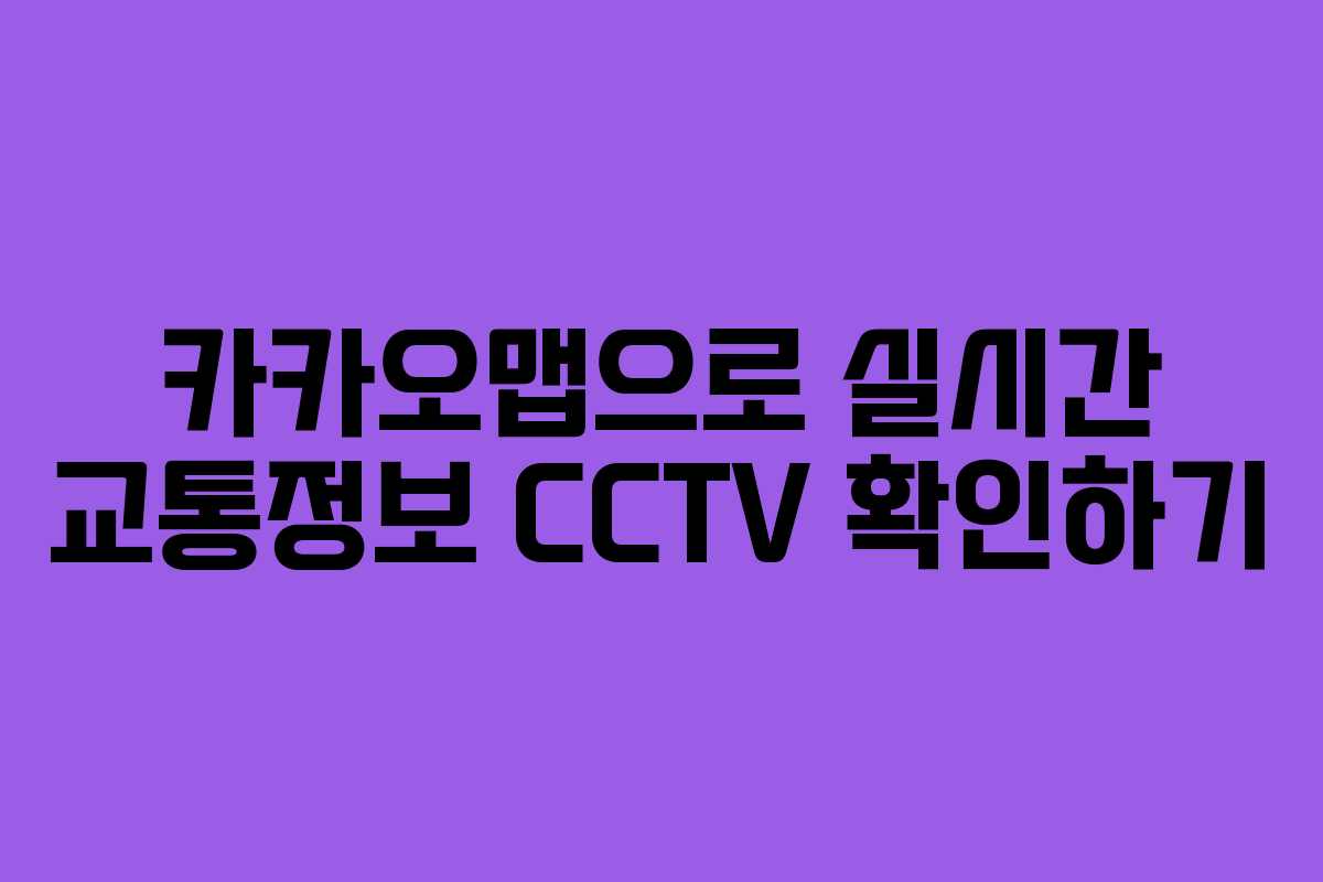 카카오맵으로 실시간 교통정보 CCTV 확인하기