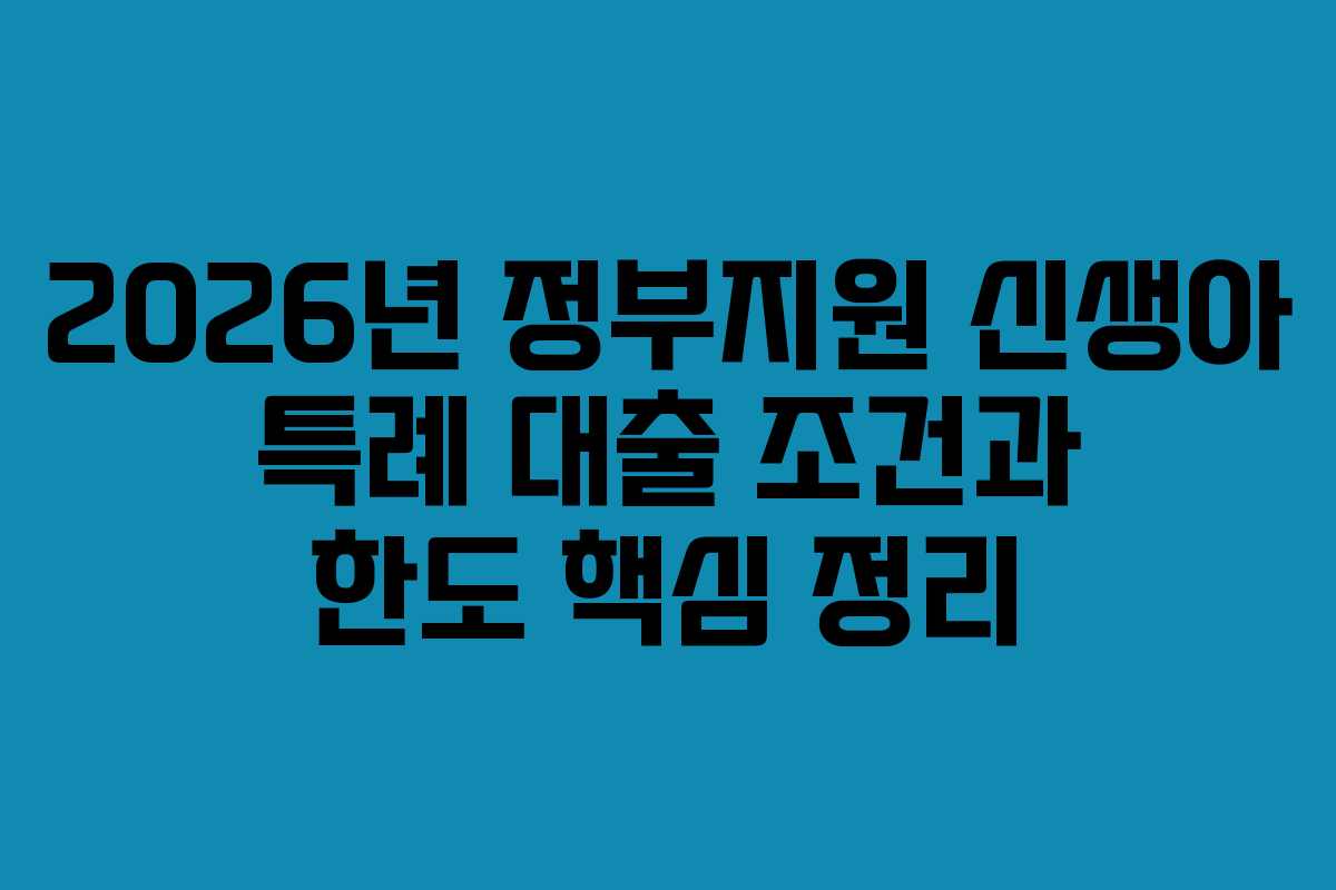 2026년 정부지원 신생아 특례 대출 조건과 한도 핵심 정리