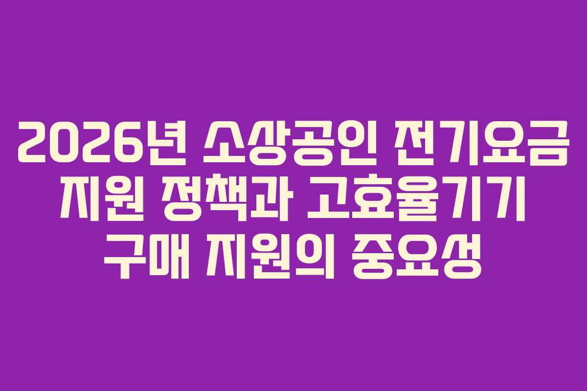 2026년 소상공인 전기요금 지원 정책과 고효율기기 구매 지원의 중요성