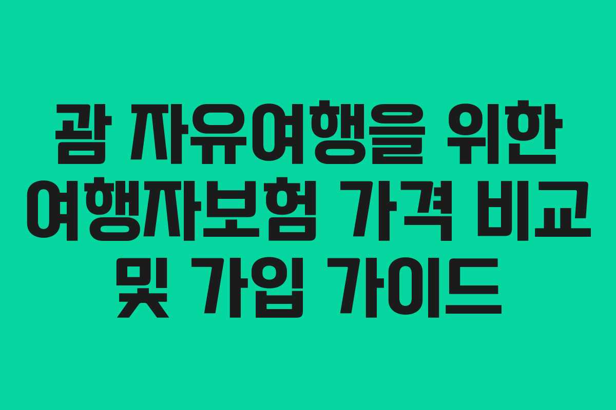 괌 자유여행을 위한 여행자보험 가격 비교 및 가입 가이드