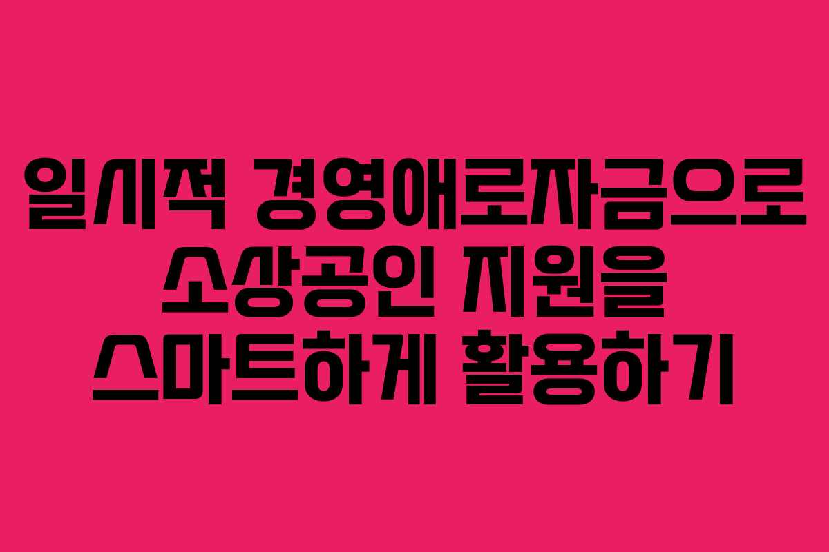 일시적 경영애로자금으로 소상공인 지원을 스마트하게 활용하기