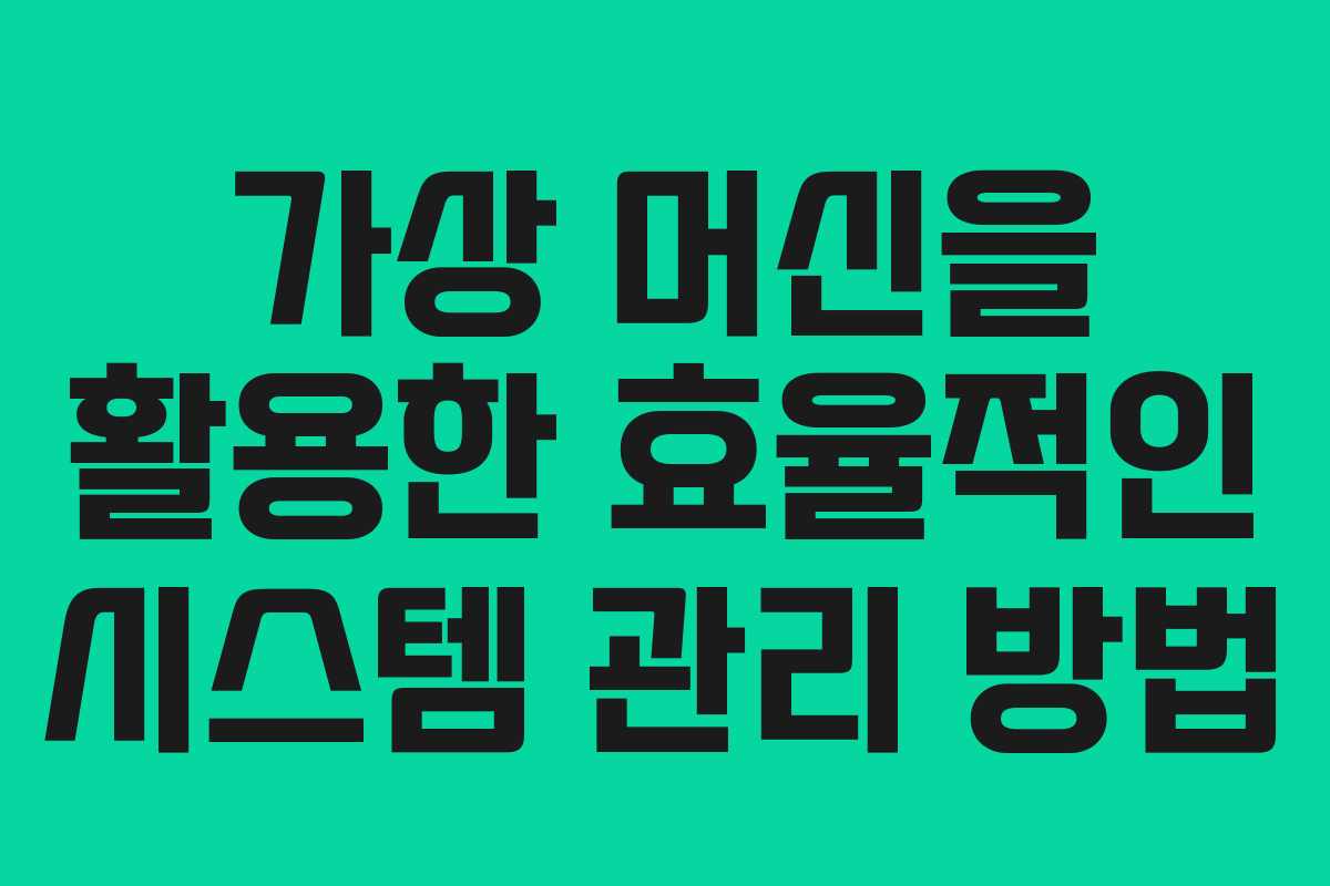 가상 머신을 활용한 효율적인 시스템 관리 방법