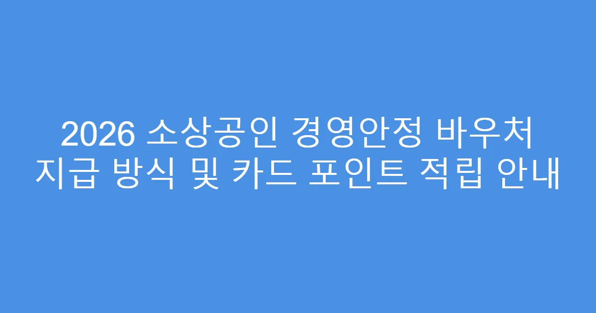 2026 소상공인 경영안정 바우처 지급 방식 및 카드 포인트 적립 안내