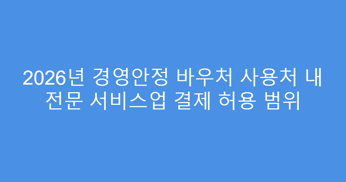 2026년 경영안정 바우처 사용처 내 전문 서비스업 결제 허용 범위
