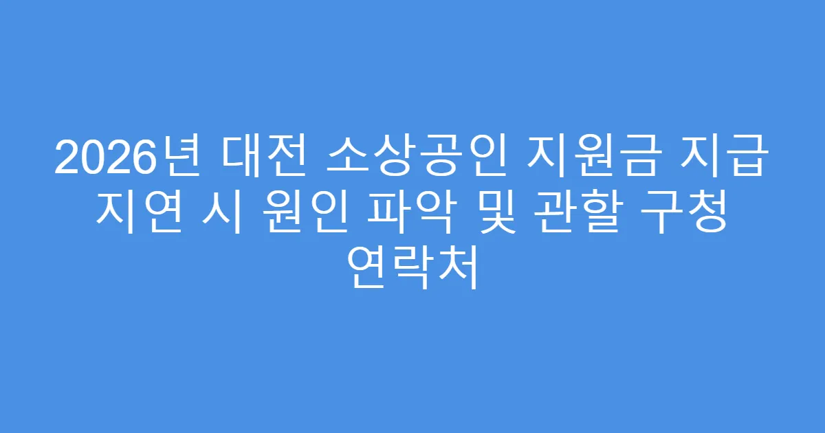 2026년 대전 소상공인 지원금 지급 지연 시 원인 파악 및 관할 구청 연락처