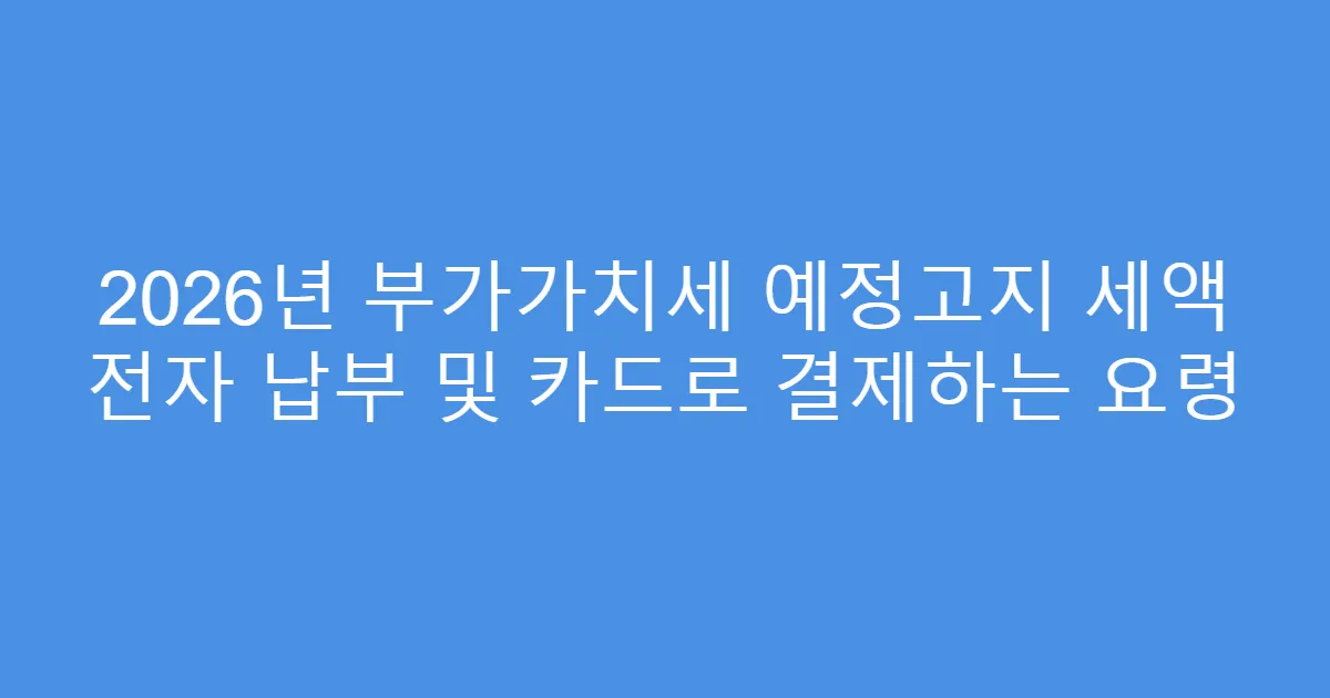 2026년 부가가치세 예정고지 세액 전자 납부 및 카드로 결제하는 요령