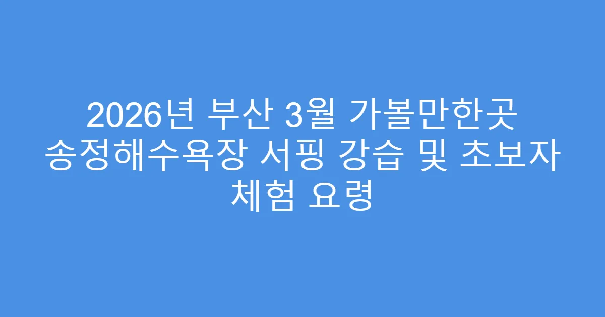 2026년 부산 3월 가볼만한곳 송정해수욕장 서핑 강습 및 초보자 체험 요령