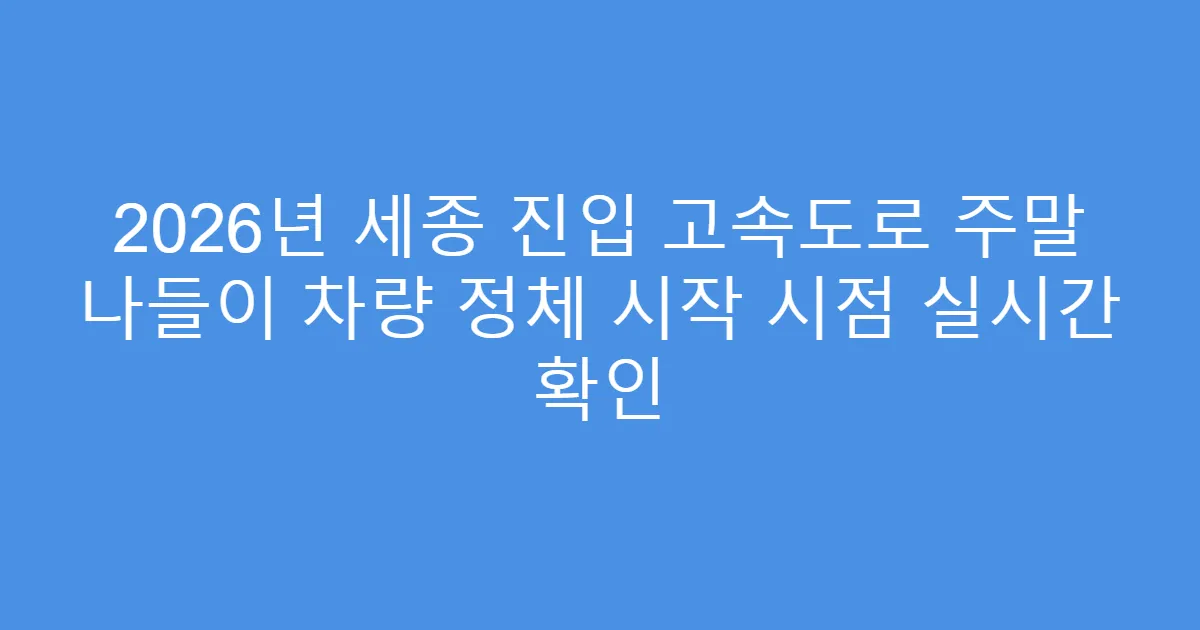2026년 세종 진입 고속도로 주말 나들이 차량 정체 시작 시점 실시간 확인