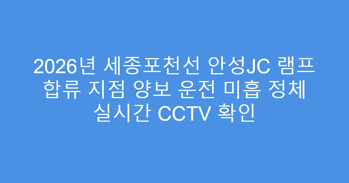 2026년 세종포천선 안성JC 램프 합류 지점 양보 운전 미흡 정체 실시간 CCTV 확인