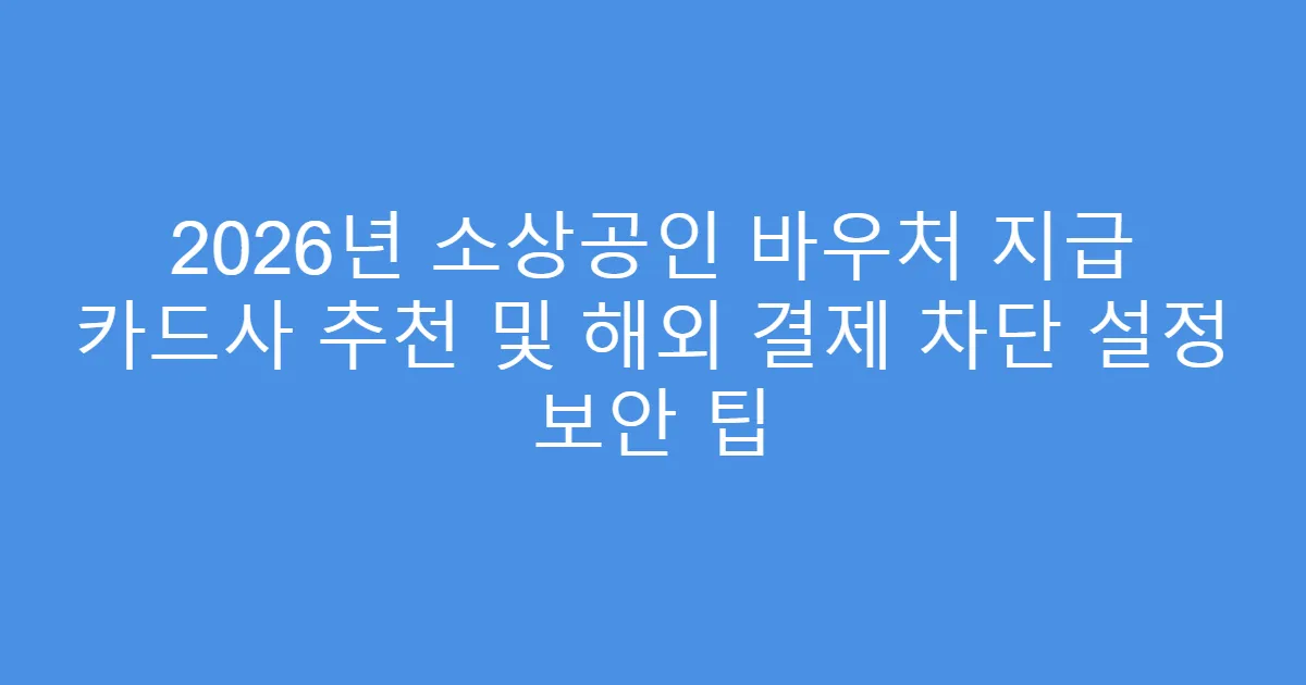 2026년 소상공인 바우처 지급 카드사 추천 및 해외 결제 차단 설정 보안 팁
