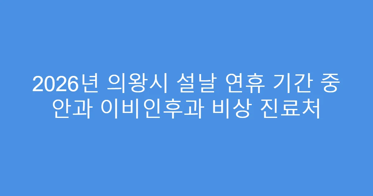 2026년 의왕시 설날 연휴 기간 중 안과 이비인후과 비상 진료처
