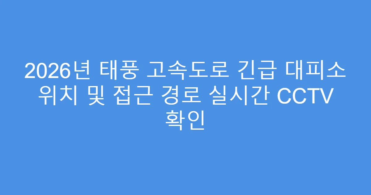 2026년 태풍 고속도로 긴급 대피소 위치 및 접근 경로 실시간 CCTV 확인