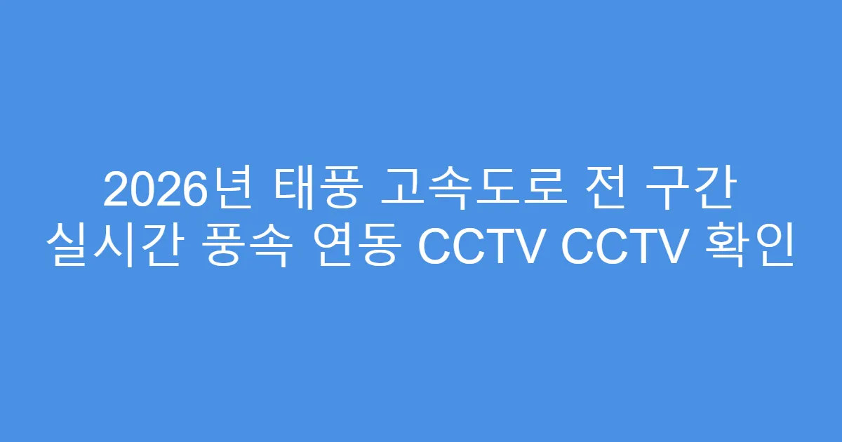 2026년 태풍 고속도로 전 구간 실시간 풍속 연동 CCTV CCTV 확인